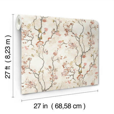 product image for Avril Chinoiserie Wallpaper in Coral 40