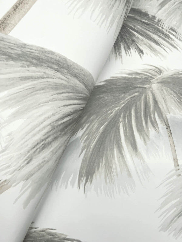 media image for Plein Air Palms Wallpaper in Black & White 259