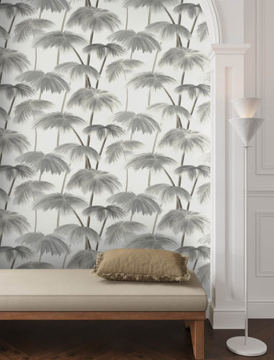 product image for Plein Air Palms Wallpaper in Black & White 19