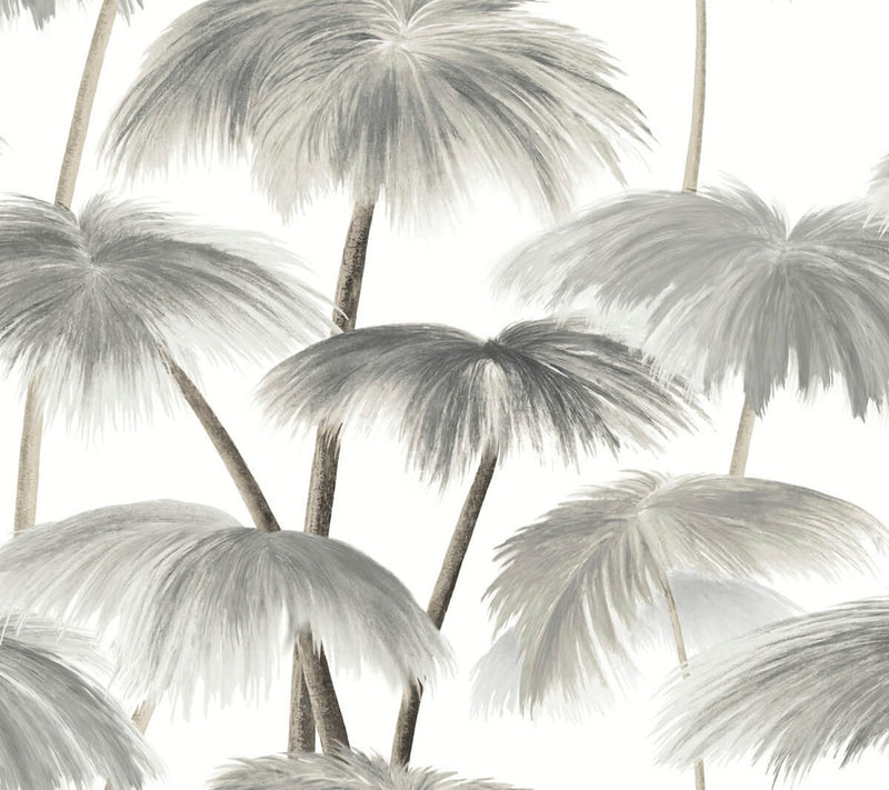 media image for Plein Air Palms Wallpaper in Black & White 249