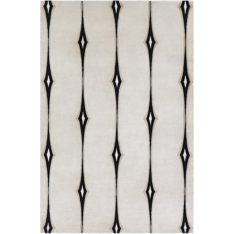 media image for Luminous Collection Wool Area Rug in Jet Black and Khaki design by Candice Olson 220