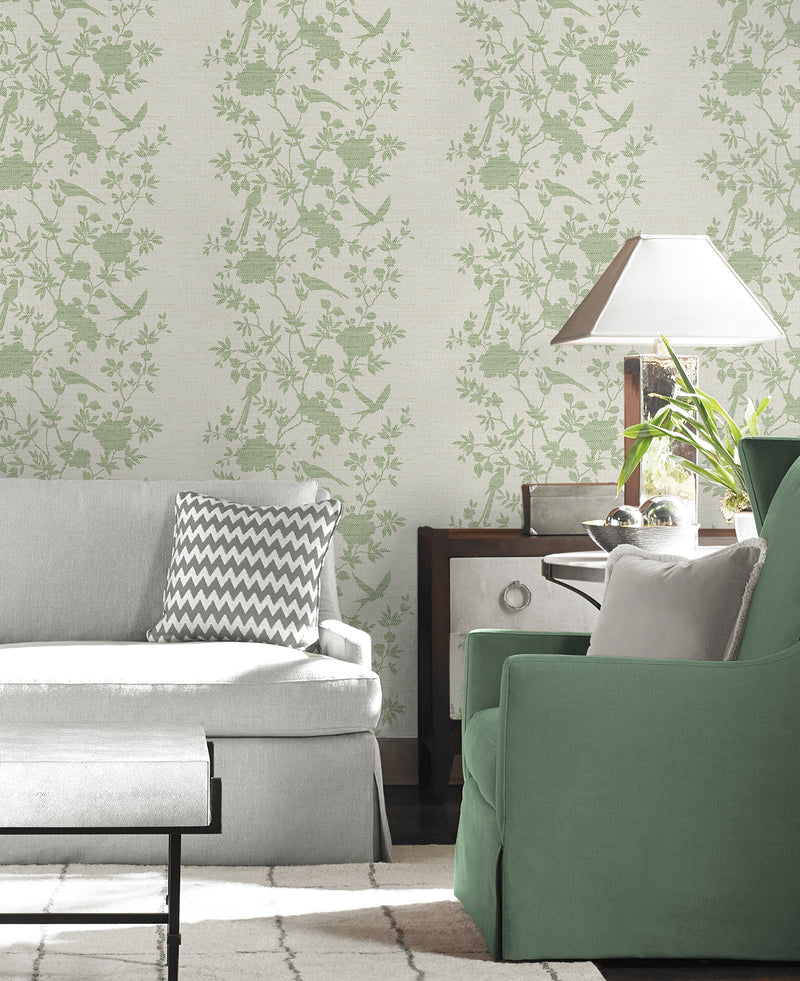 media image for Aloha Bird Trail Wallpaper in Green Ivy 296