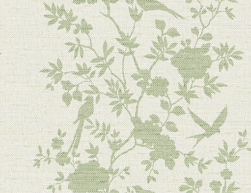 media image for Aloha Bird Trail Wallpaper in Green Ivy 262