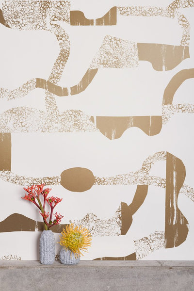 product image for La Strada Wallpaper in Gold and Cream by Thatcher Studio 39