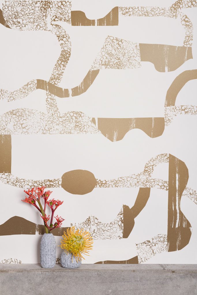 media image for La Strada Wallpaper in Gold and Cream by Thatcher Studio 218