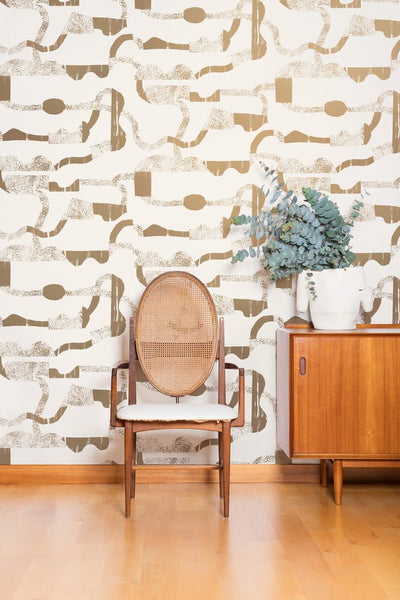 product image for La Strada Wallpaper in Gold and Cream by Thatcher Studio 96