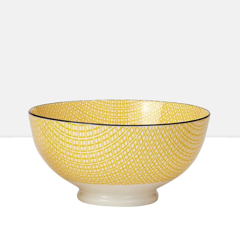 media image for large kiri porcelain bowl in yellow w black trim design by torre tagus 1 239