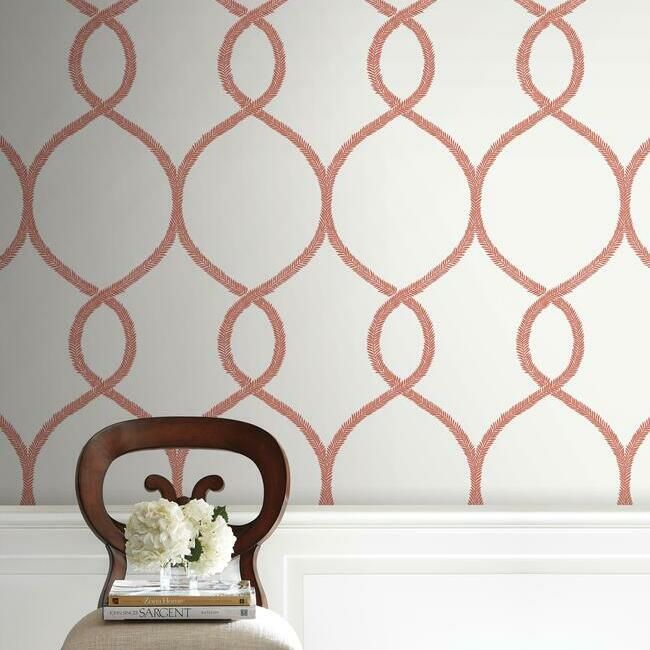 media image for Laurel Leaf Ogee Wallpaper in Orange from the Ronald Redding 24 Karat Collection by York Wallcoverings 277
