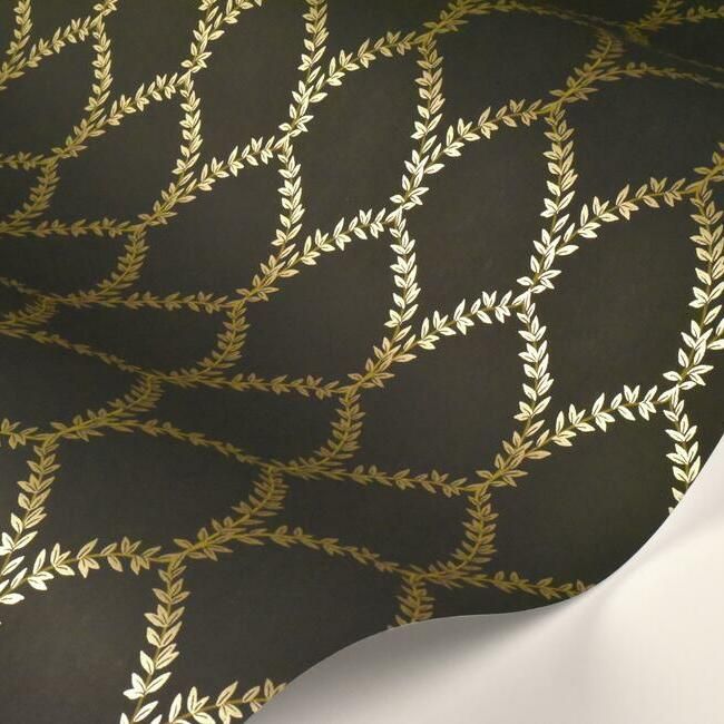 media image for Laurel Wallpaper in Gold and Black from the Rifle Paper Co. Collection by York Wallcoverings 257