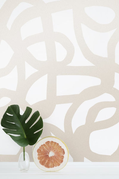 product image for Le Freak Wallpaper in Champagne on Cream design by Thatcher Studio 47