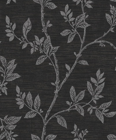 product image for Leaf Trail Wallpaper in Metallic Ebony and Glass Beads from the Essential Textures Collection by Seabrook Wallcoverings 21