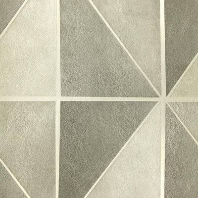 product image of Leather Geometric Wallpaper in Grey from the Precious Elements Collection by Burke Decor 554