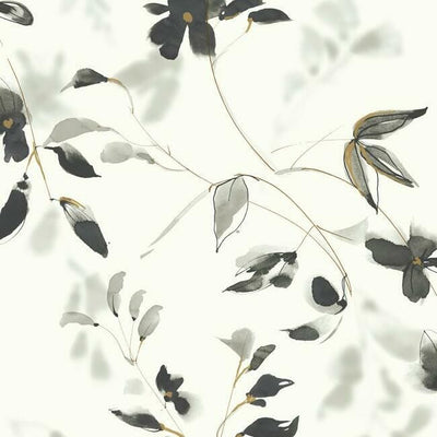 product image for Linden Flower Peel & Stick Wallpaper in Black by York Wallcoverings 5