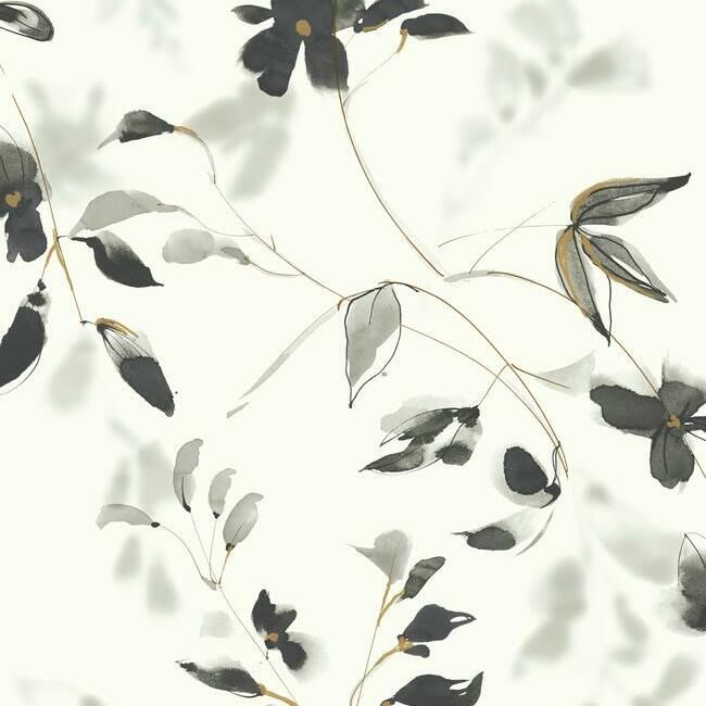 media image for Linden Flower Peel & Stick Wallpaper in Black by York Wallcoverings 273