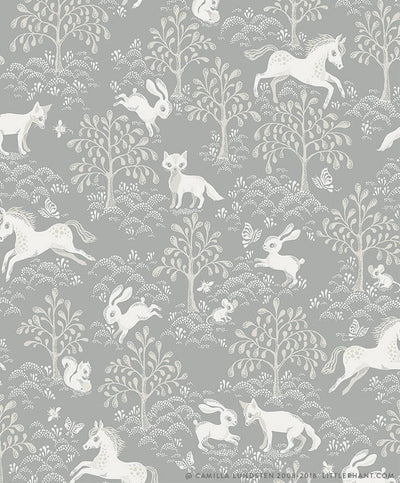 product image of Fairytale Fox Wallpaper in Dusty Mid Blue 591