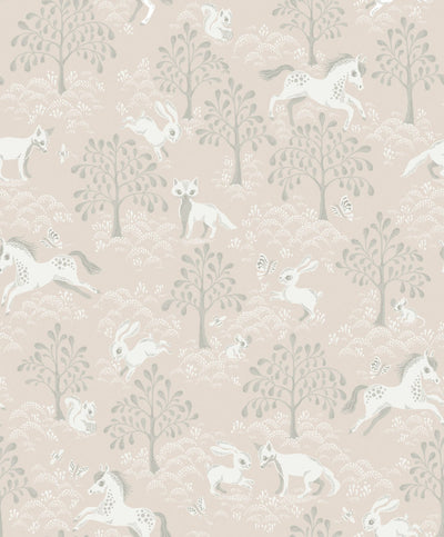 product image of Fairytale Fox Wallpaper in Dusty Pink 537
