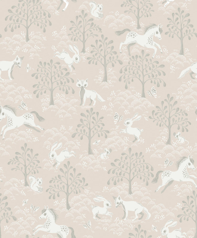media image for Fairytale Fox Wallpaper in Dusty Pink 259