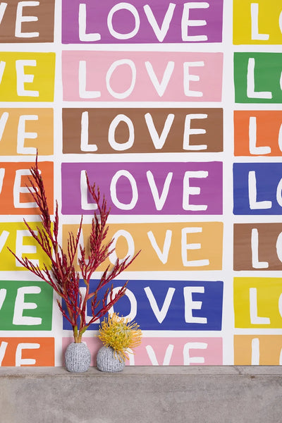 product image for Love Wallpaper in Rainbow on White by Larry Yes for Thatcher Studio 42