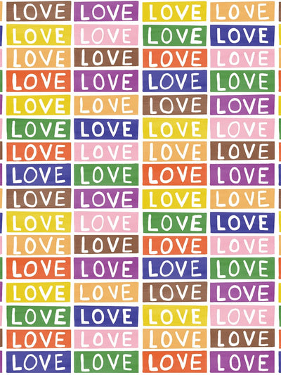 product image for Love Wallpaper in Rainbow on White by Larry Yes for Thatcher Studio 98