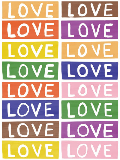 product image of Love Wallpaper in Rainbow on White by Larry Yes for Thatcher Studio 550