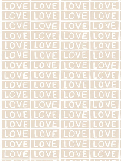 product image for Love Wallpaper in Taupe on White by Larry Yes for Thatcher Studio 84