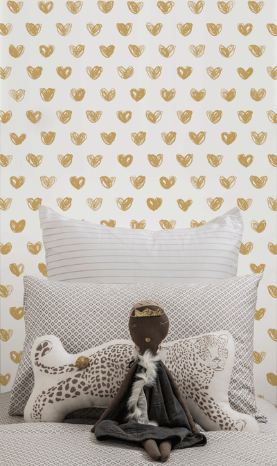product image for Love Wallpaper in Gold by Marley + Malek Kids 45