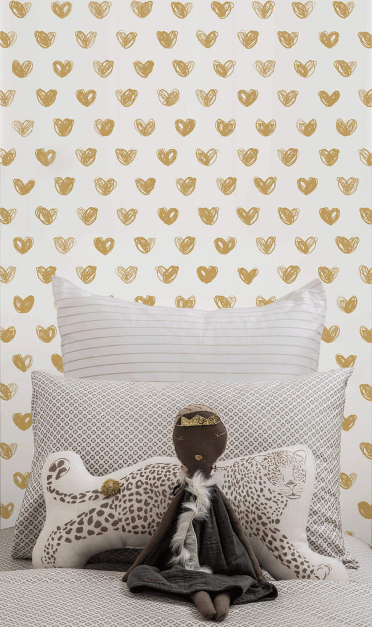 media image for Love Wallpaper in Gold by Marley + Malek Kids 263