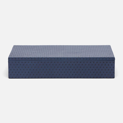 product image of lowell perforated navy accent box pack of two full grain leather 1 587