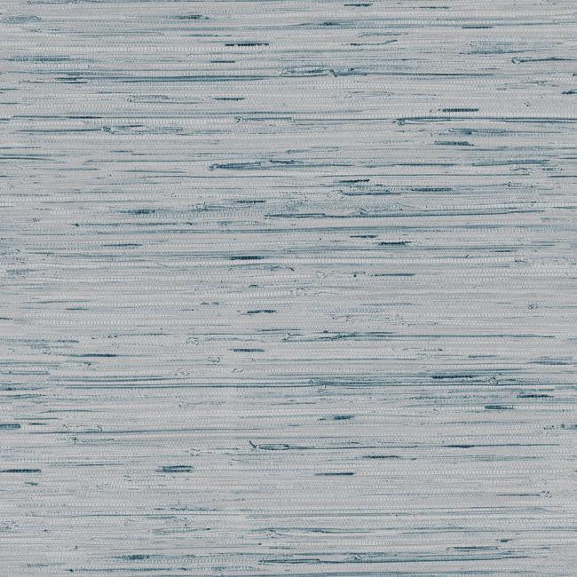 media image for Lustrous Faux Grasscloth Wallpaper in Soft Blue and Metallic by York Wallcoverings 237