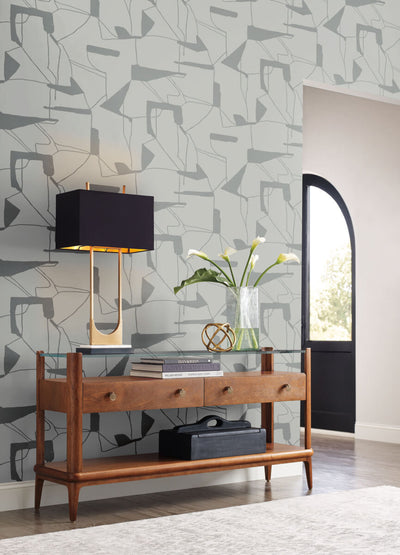 product image for Abstract Geo Wallpaper in Fog/Silver from the Modern Metals Second Edition 53