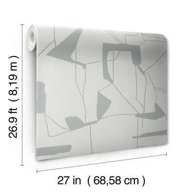 product image for Abstract Geo Wallpaper in Fog/Silver from the Modern Metals Second Edition 64
