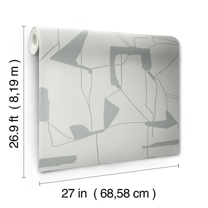 media image for Abstract Geo Wallpaper in Fog/Silver from the Modern Metals Second Edition 229