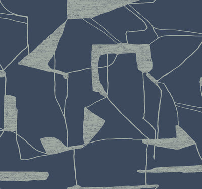 product image of Abstract Geo Wallpaper in Navy/Silver from the Modern Metals Second Edition 587