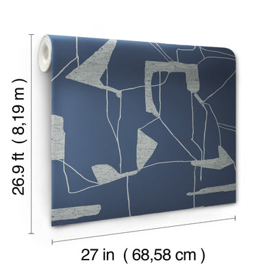 product image for Abstract Geo Wallpaper in Navy/Silver from the Modern Metals Second Edition 75