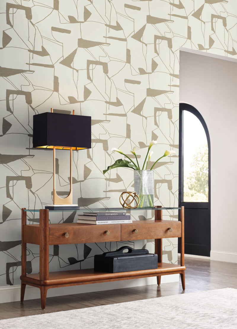 media image for Abstract Geo Wallpaper in Cream/Gold from the Modern Metals Second Edition 26