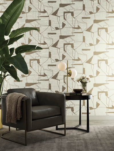 product image for Abstract Geo Wallpaper in Cream/Gold from the Modern Metals Second Edition 38
