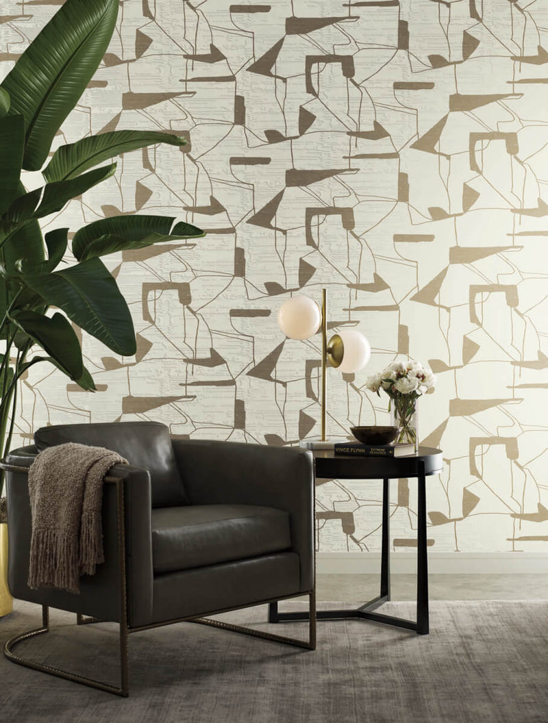media image for Abstract Geo Wallpaper in Cream/Gold from the Modern Metals Second Edition 281