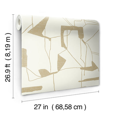 product image for Abstract Geo Wallpaper in Cream/Gold from the Modern Metals Second Edition 78