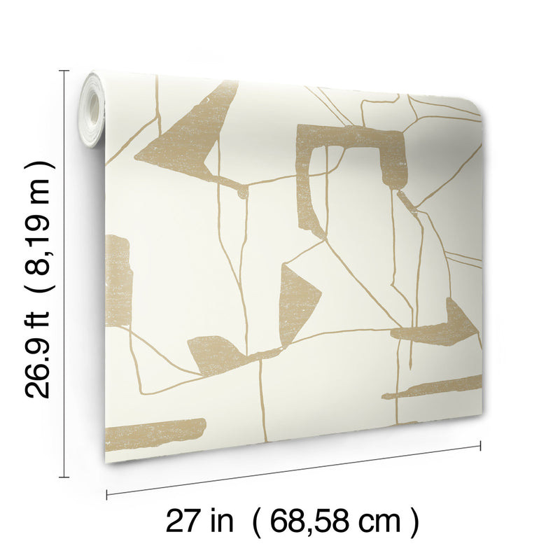 media image for Abstract Geo Wallpaper in Cream/Gold from the Modern Metals Second Edition 264