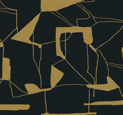 product image of Abstract Geo Wallpaper in Black/Gold from the Modern Metals Second Edition 549