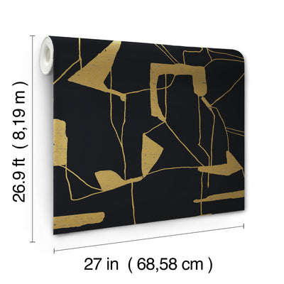 product image for Abstract Geo Wallpaper in Black/Gold from the Modern Metals Second Edition 94