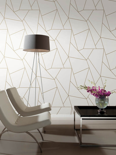 product image for Nazca Wallpaper in White/Gold from the Modern Metals Second Edition 56