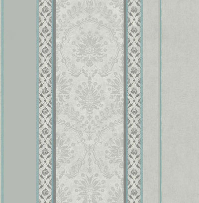 product image of Cushing Teal/Silver Wallpaper from the Providence Collection by Mayflower 593
