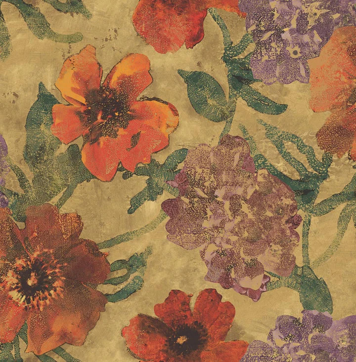 media image for Bonniefield Gold/Poppy Wallpaper from the Tiverton Collection by Mayflower 244