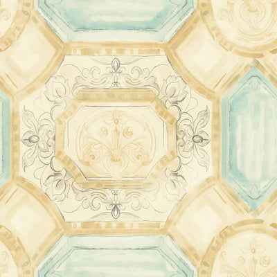 product image of Julius Turquoise/Gold Wallpaper from the Romance Collection by Mayflower 556
