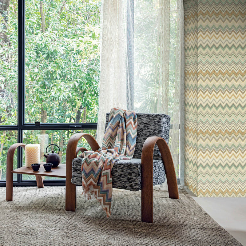 media image for Happy Zig Zag Green Wallpaper from the Missoni 4 Collection by York Wallcoverings 266