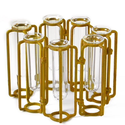 product image for set of 7 small gold hinged flower vases design by tozai 2 61