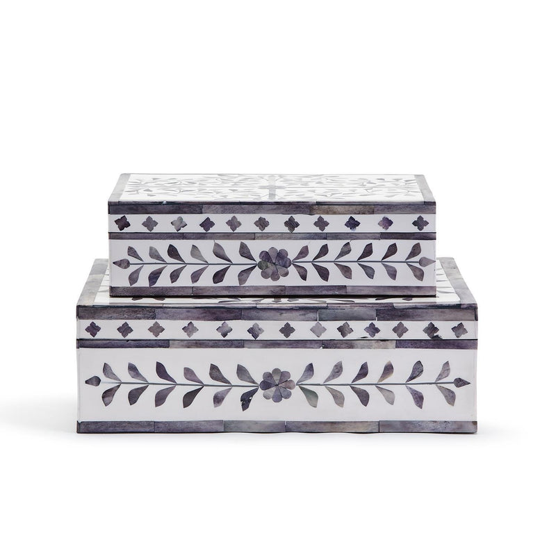 media image for Jaipur Palace Gray And White Tear Hinged Cover Box Set Of 2 By Tozai Mlt123 Gs2 1 279