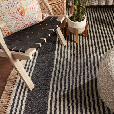 product image for Strand Indoor/Outdoor Striped Dark Grey & Beige Rug by Jaipur Living 62
