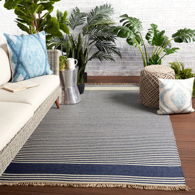 product image for Strand Indoor/Outdoor Striped Blue & Beige Rug by Jaipur Living 81